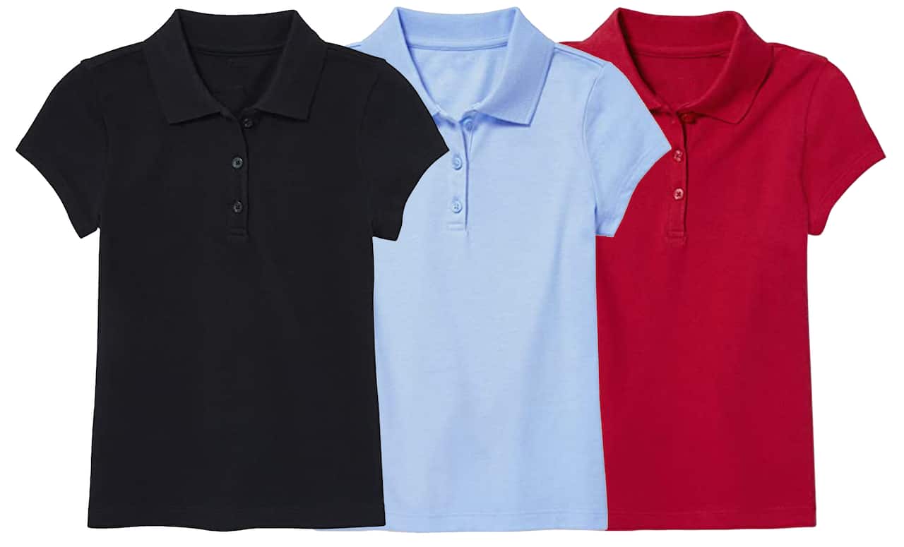 Galaxy by Harvic Short Sleeve Stretch Girl’s Pique Polo Shirt 3 Pack